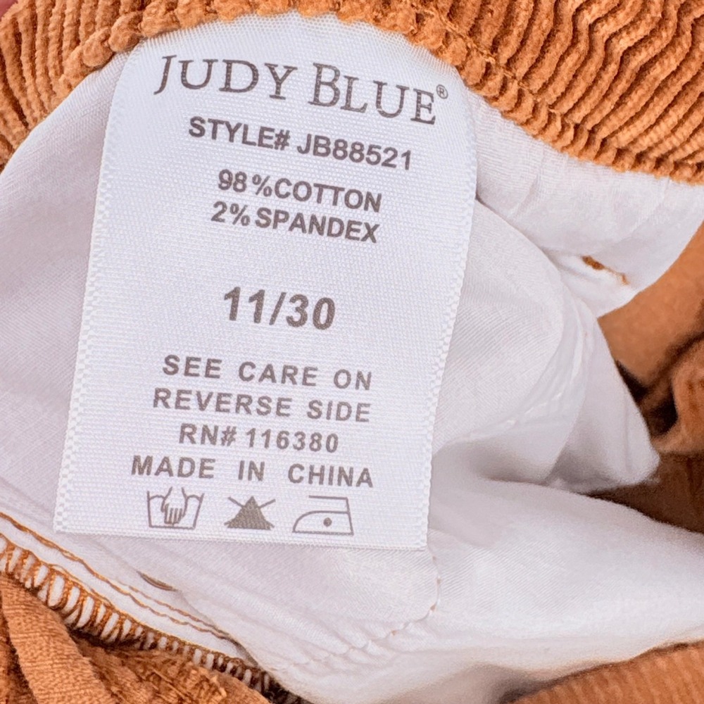 Judy Blue Mid Rise Camel Tan Corduroy Bootcut Pants Size 11/30 Stretch Boho - Picture 8 of 10